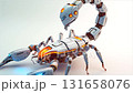 A futuristic robot scorpion with glowing features and articulated limbs moves in a sleek environment. Its advanced design highlights innovation in robotics and technology. 131658076
