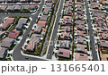 Aerial view of a sprawling neighborhood of family homes in Menifee, California, USA. 131665401
