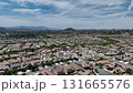 Aerial view of a sprawling neighborhood of family homes in Menifee, California, USA. 131665576