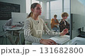 Beautiful Girl Studies Game Development in University Computer Lab 131682800