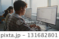 Young People Study Programming in Bright University Classroom. 131682801