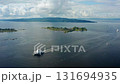 Aerial View of Oslofjord Ferry Passing Summer Islands in Norway Coastline 131694935