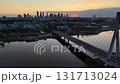 View of the Warsaw panorama at sunset near the Swietokrzyski Bridge 131713024