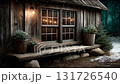Rustic log cabin in a snowy landscape 131726540
