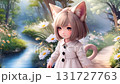 猫耳の子供が森の中で手を振る 131727763