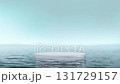 Glass podium stand in calm sea water, looped switch scene 131729157
