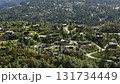 Aerial view of norwegian village with grass covered roofs 131734449