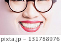 Creative happy Mothers Day design with glasses lipstick face focusing on lips smiling woman beauty 131788976