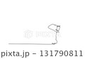 Animated self drawing of continuous line draw back view of beauty ballerina balancing on one foot en pointe and one leg raised, executing a turn or arabesque variation. Full length one line animation 131790811