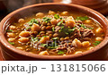 Close-up of a steaming bowl of traditional Maghrebi soup 131815066