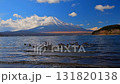 白雪皚皚的富士山和野生鳥類棲息的山中湖 131820138