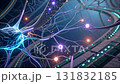 Neural network neuron synapse brain cell glowing electric blue science digital technology abstract communication connection futuristic microscopic energy impulse anatomy nervous system neuron nerve 131832185