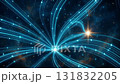 Glowing blue lines and stars form cyber security data flow network in digital space, symbolizing secure connections, futuristic technology, and protection with cosmic atmosphere 131832205