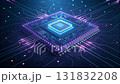 Cyber security technology microchip glowing futuristic circuit board digital data protection innovation electronic system secure network abstract background with concept featuring advanced processor 131832208