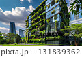 green plants and garden on modern glass skyscraper office building, nature and contemporary architecture, balance and harmony of environment and human, sustainability of ecosystem 4k 131839362