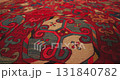 Close-up of ornament and patterns of Samarkand carpets, Uzbekistan. 131840782