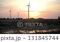 Huge wind farm with rotating wind turbine power mills at evening HD video Huge wind farm with rotating wind turbine power mills at evening HD video 131845744