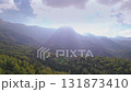 Drone Shot of Forest and Mountains with Sunlight Piercing Through the Peaks 131873410