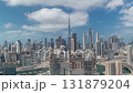 Panorama showing skyline of Dubai with business bay and downtown district timelapse. 131879204