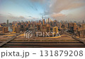 Panoramic skyline of Dubai with business bay and downtown district morning timelapse. 131879208