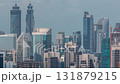 Skyline with modern architecture of Dubai business bay towers timelapse. Aerial view 131879215