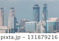 Skyline with modern architecture of Dubai business bay towers timelapse. Aerial view 131879216