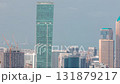 Skyline with modern architecture of Dubai business bay towers timelapse. Aerial view 131879217