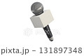 Microphone with blank advertising box - 3D animation seamlessly loopable isolated on white background 131897348