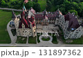 Aerial view of historic castle Moszna with green park 131897362