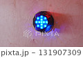 Engaging gameplay at laser tag arena featuring bright target lights 131907309