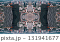 abstract technology background, mirrored fractal effect of modern skyscraper buildings and urban city environment, futuristic reflective design, creative tech vj loop 4k, immersive geometry 131941677