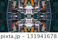 abstract technology background, mirrored fractal effect of modern skyscraper buildings and urban city environment, futuristic reflective design, creative tech vj loop 4k, immersive geometry 131941678