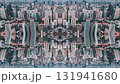 abstract technology background, mirrored fractal effect of modern skyscraper buildings and urban city environment, futuristic reflective design, creative tech vj loop 4k, immersive geometry 131941680
