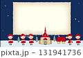 聖歌隊の子供たちと教会のクリスマス・冬の夜空（広がるメッセージボード入り） 131941736