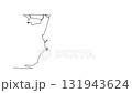 Animated self drawing of continuous line draw attractive guy mid-jump or leap, with one knee tucked high and arm outstretched, dynamic and energetic Hip Hop movement. Full length single line animation 131943624