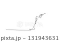 Self drawing animation of single line draw young male mid-step in a dynamic, sideways pose, pointing with both hands, moment of confident, energetic street dance. Continuous line. Full length animated 131943631