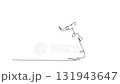 Animated self drawing continuous line draw active Hip Hop dancer mid-groove, leaning back with arms wide and one foot lifted, illustrating dynamic and expressive pose. Full length one line animation 131943647