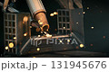 Laser welding machine. Shot on super slow motion camera 1000 fps. Laser welding is shown in close-up 131945676