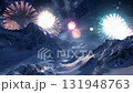 雪山夜空中絢爛奪目的煙火 131948763