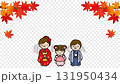 七五三節慶典、手繪插圖、身著和服的兒童和透明背景的秋葉的循環動畫 131950434