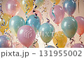 浮かぶ風船とリボンの抽象背景 131955002