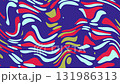 Abstract colorful wavy shapes on blue background, modern art pattern design. 131986313