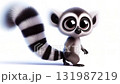 Funny cartoon of a lemur on white background 131987219