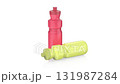 Two sports plastic bottles in different colors on white background 131987284