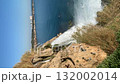 Duden waterfall cascading into Mediterranean Sea with view of Antalya city in background video 132002014