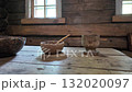 An old log house inside in a Russian village. Slowmotion 132020097