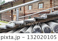 An old log house in a Russian village. Slowmotion 132020105