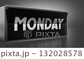 Rotating black flip calendar changing days of a week from Sunday to Saturday 132028578