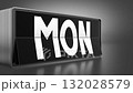 Rotating black flip calendar changing abbreviated days of a week from Sunday to Saturday 132028579