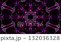 Neon mandala with glowing lines and symmetrical geometric light pattern on a dark background. Hypnotic luminous shapes animation for music performance and psychedelic art. Seamless VJ loop 4K 30fps 132036328